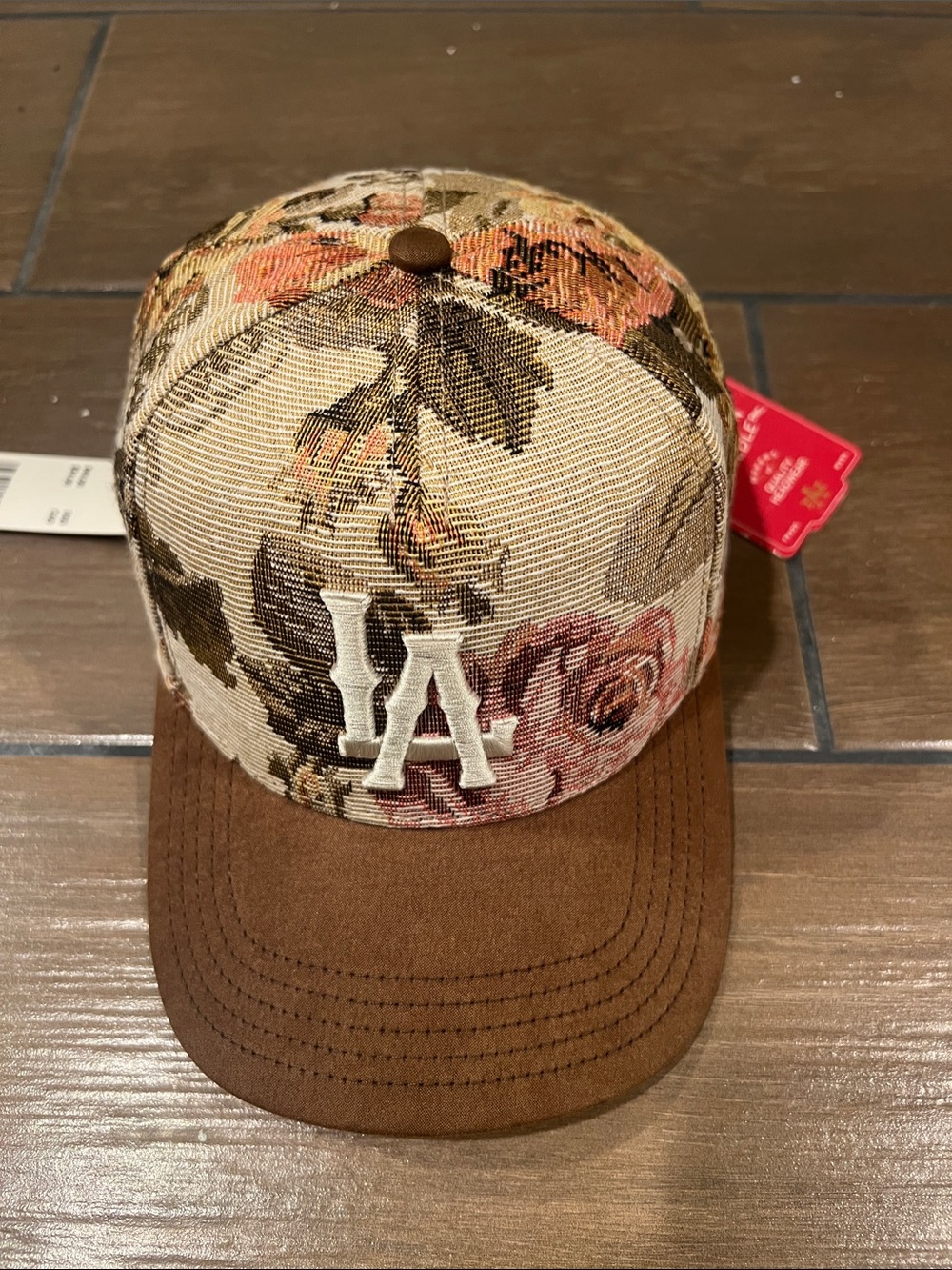 American Needle Floral LA Patch Hat in Brown, Cream, Pink